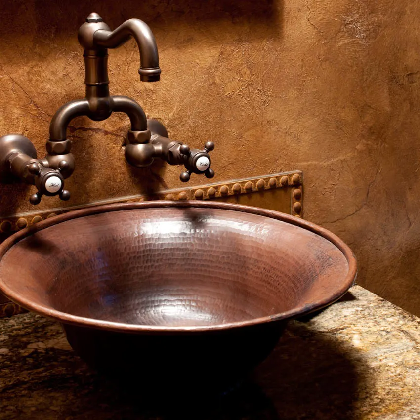 Basin sink made of copper classic faucet