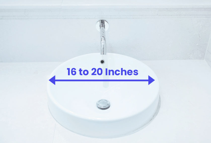 standard bathroom sink size in cm