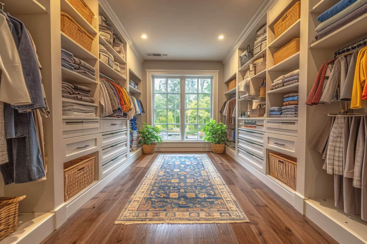 Beautiful closet with hardwood floors