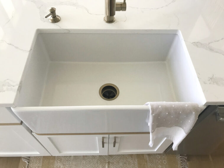 white glazed fireclay kitchen sink