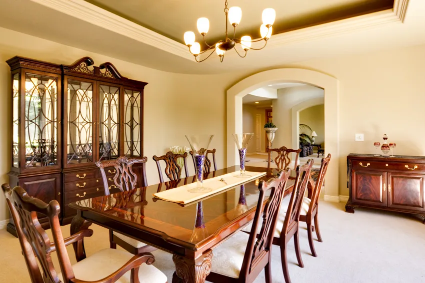 Dining room with rustic furniture