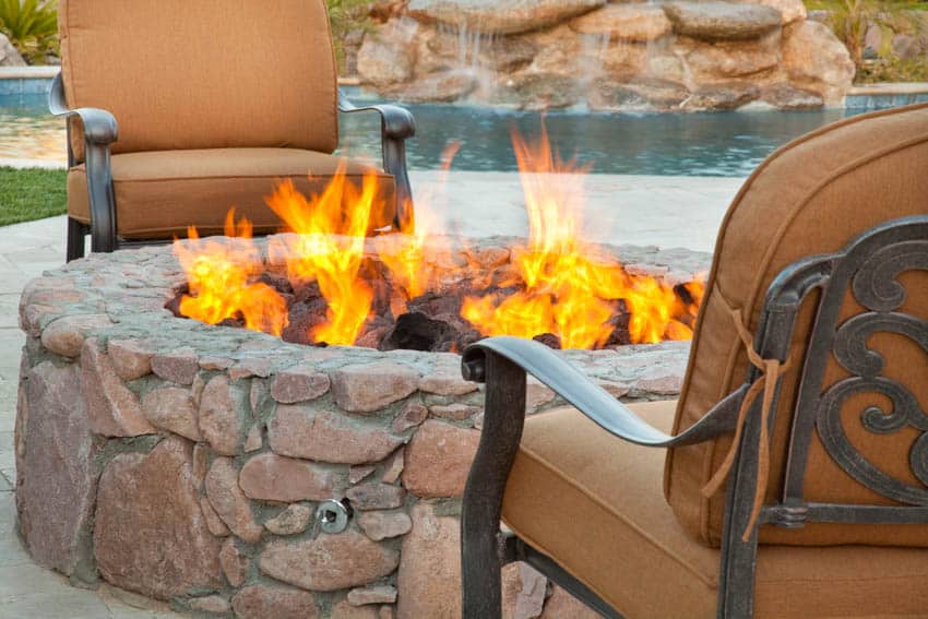 Fire pit backyard with outdoor chairs