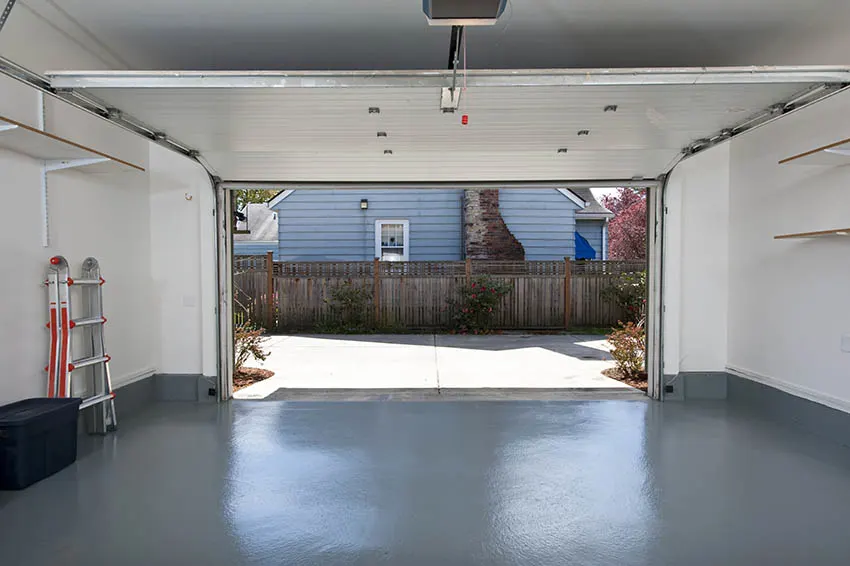 Garage with painted flooring