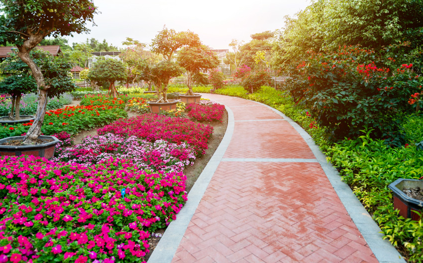 Garden flowers herringbone pattern 