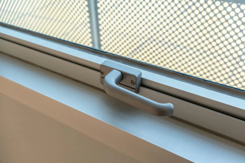 Gray window folding lock with mosquito screen