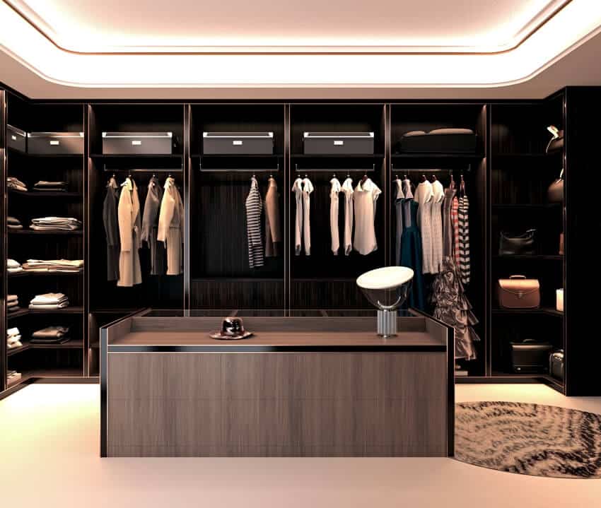 A huge and dark closet interior