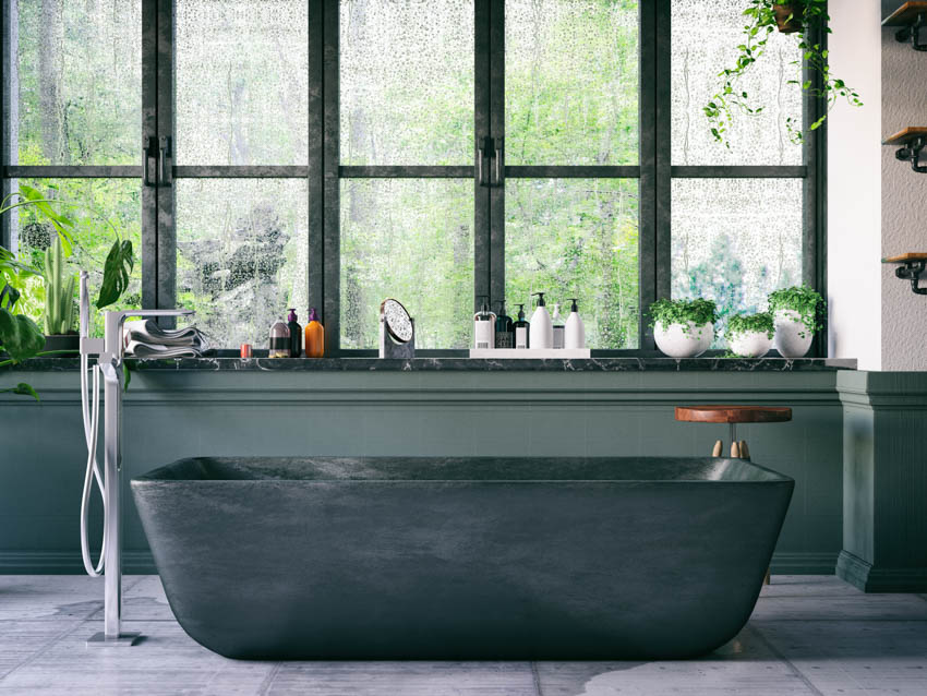 Modern bathtub with many windows