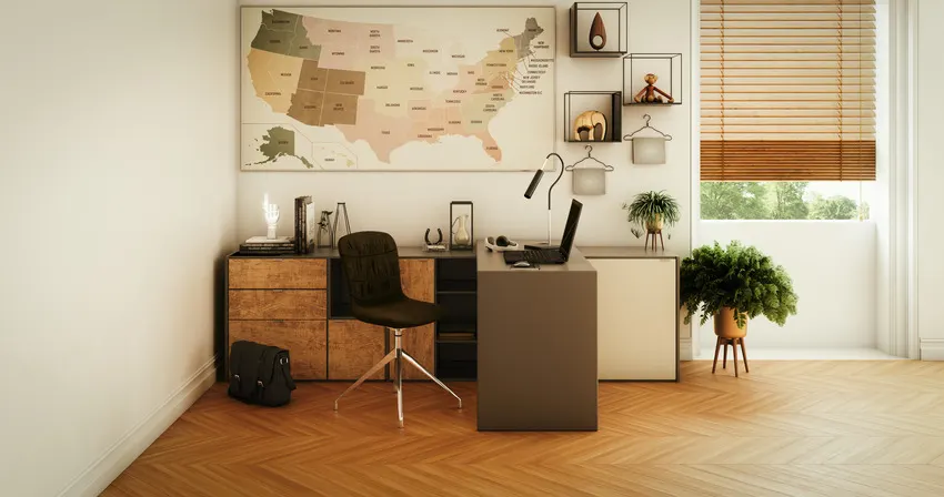 Modern cozy home office interior