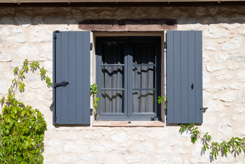 Open shutters on house facade