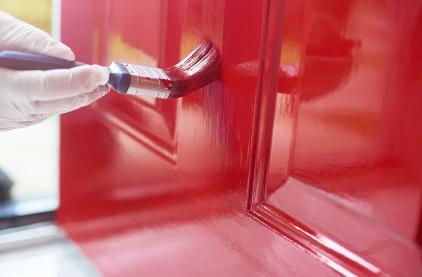 Painting door with red paint