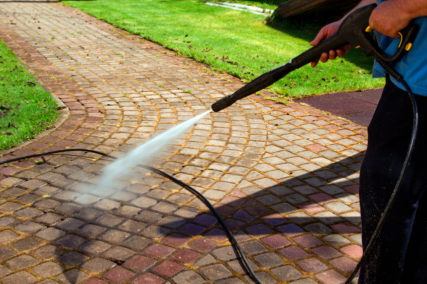 Pressure wash brick cleaning