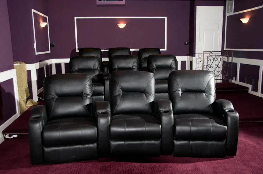 Recliner chairs for home theater purple wall