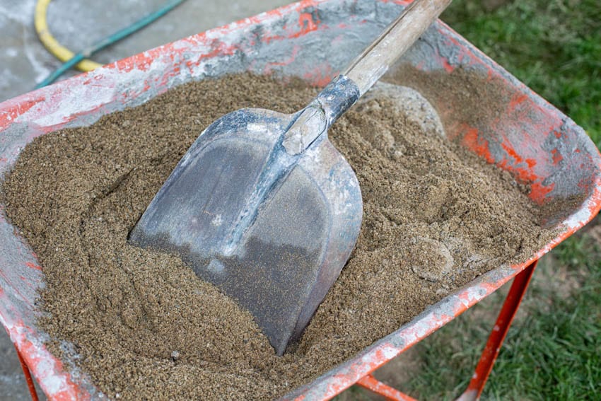 Sand in wheelbarrow