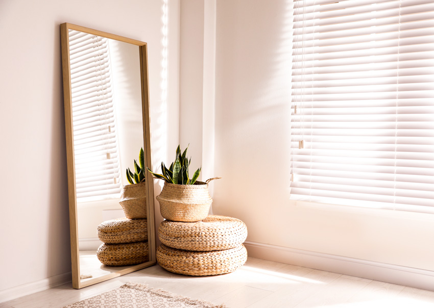 Large mirror with wooden frame