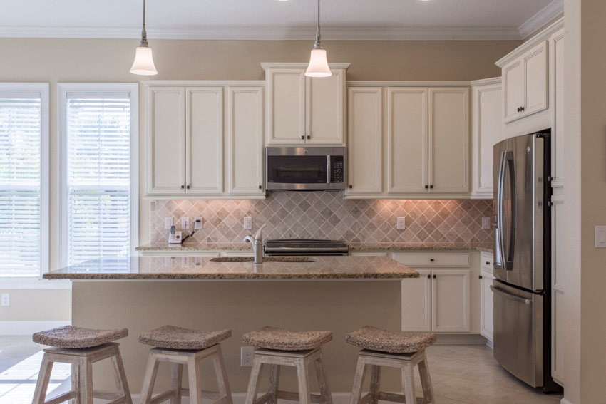 White kitchen with center island countertop 