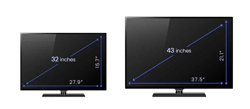 43 tv screen dimensions