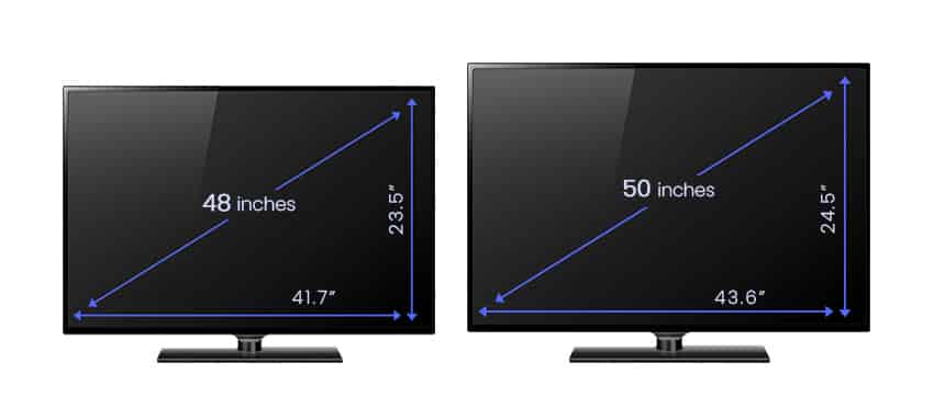 48inch and 50 inch TV dimensions