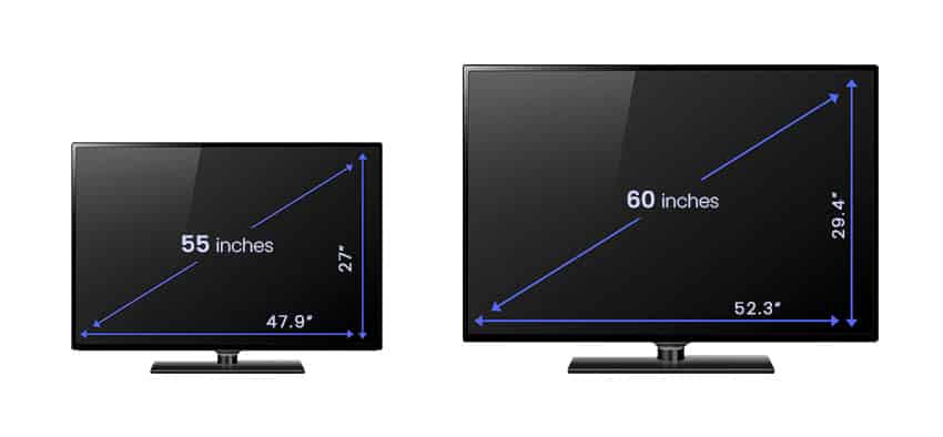 55inch and 60 inch TV dimensions
