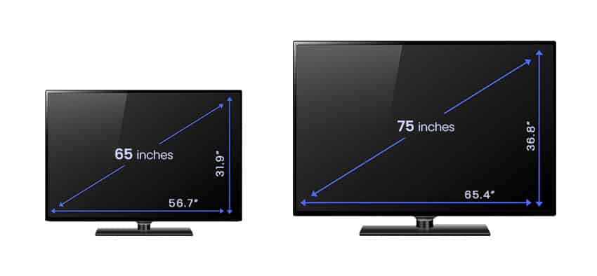 65inch and 75inch TV dimensions