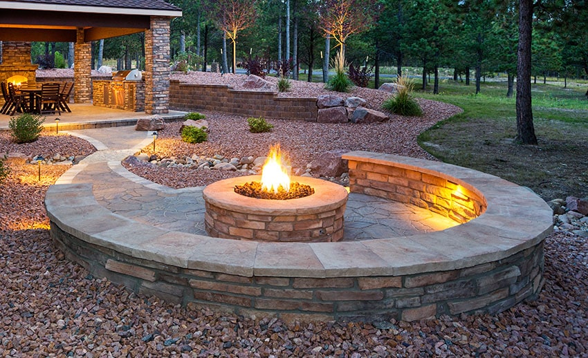 Backyard fire pit with gazebo