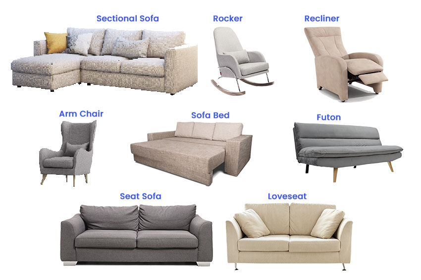 Different types of couch sofa