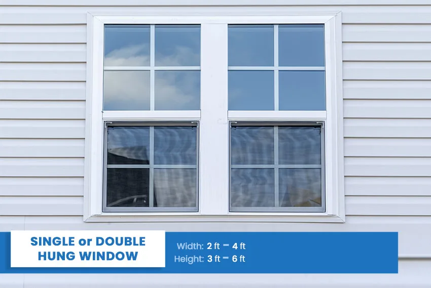 Single or Double hung window size