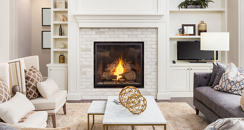 Fireplace with white surround