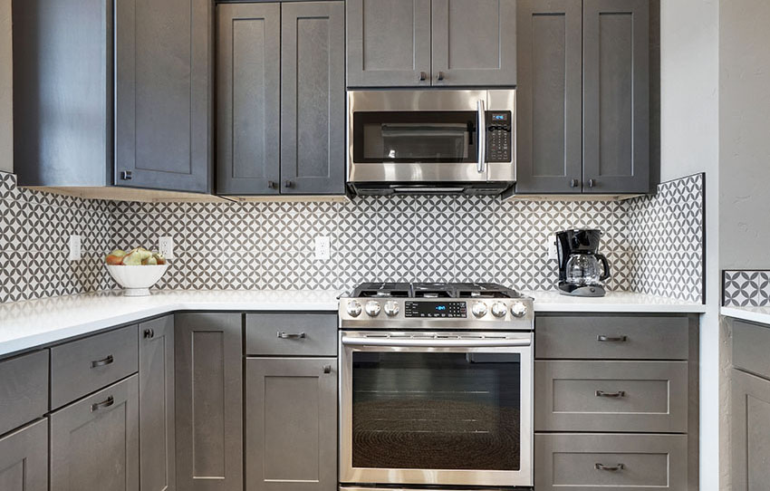 Kitchen with gray cabinets