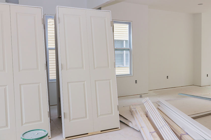 Newly renovated house with beige paint and doors