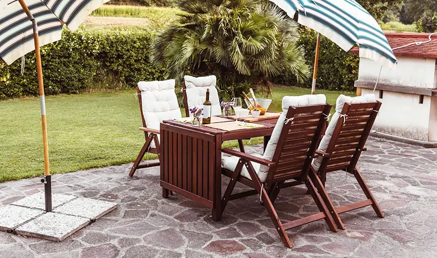 Outdoor dining set with folding table and chairs