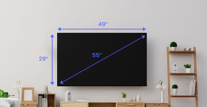 actual size of a 82 inch tv