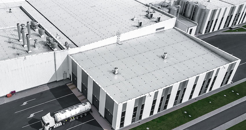 Warehouse with acrylic roof coating