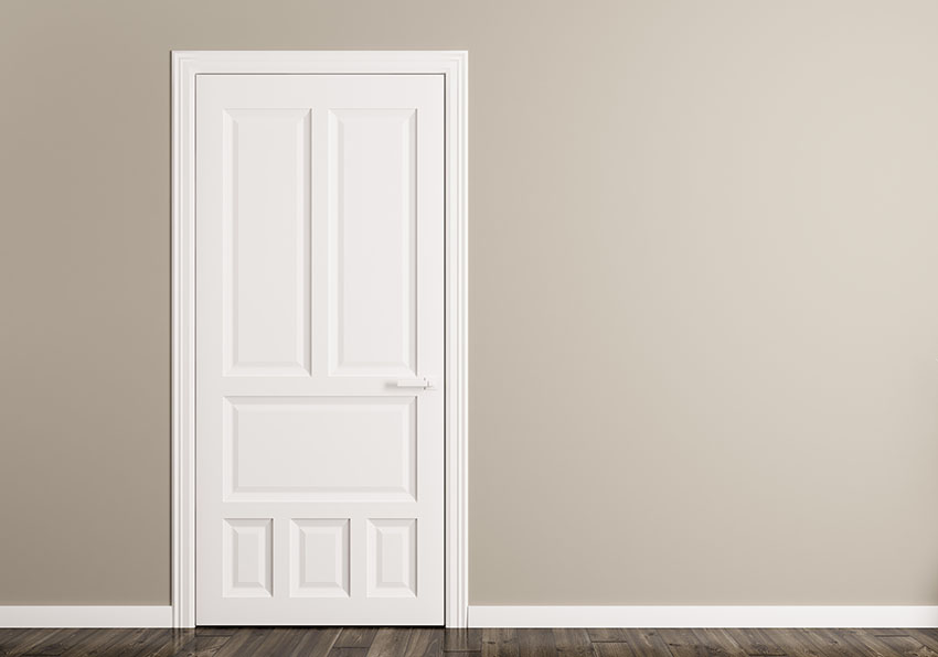 White door with gray wall