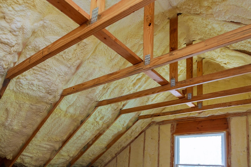 Attic ceiling with insulation