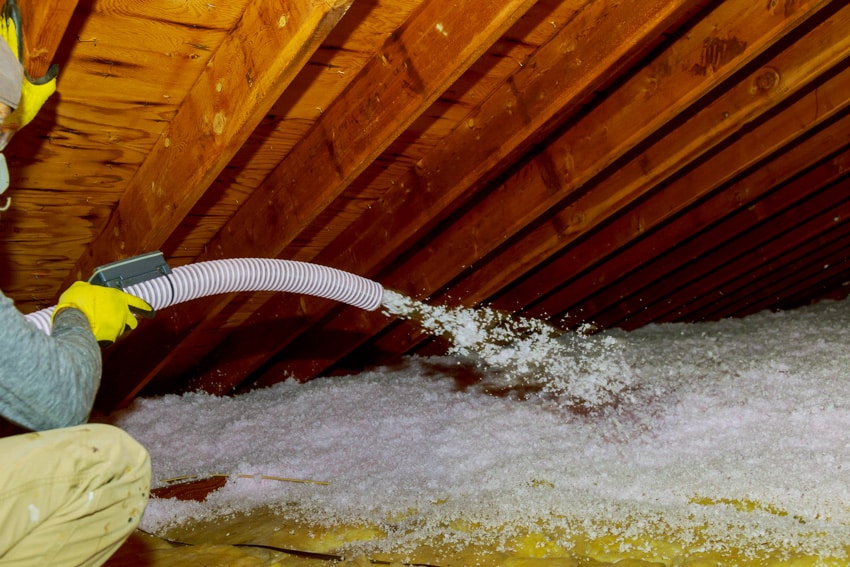 Blow in fiberglass insulation in attic