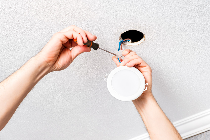 Lighting on the ceiling being installed