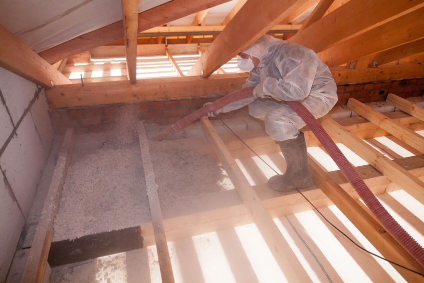 Contractor blow in attic insulation