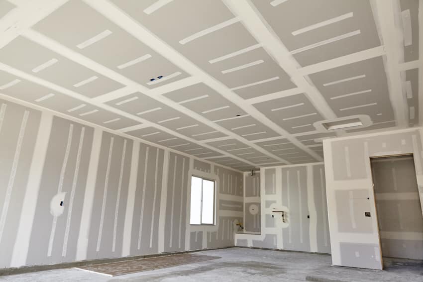 Exposed drywall home construction