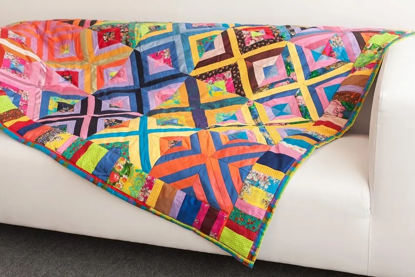 Handmade flower print color blanket in style patchwork quilt