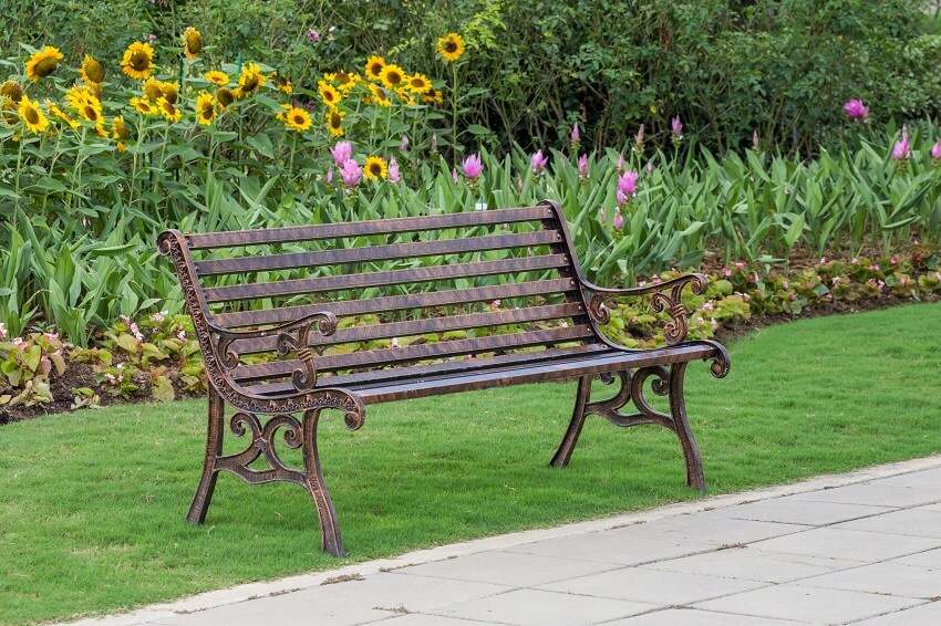 Iron bench in a park