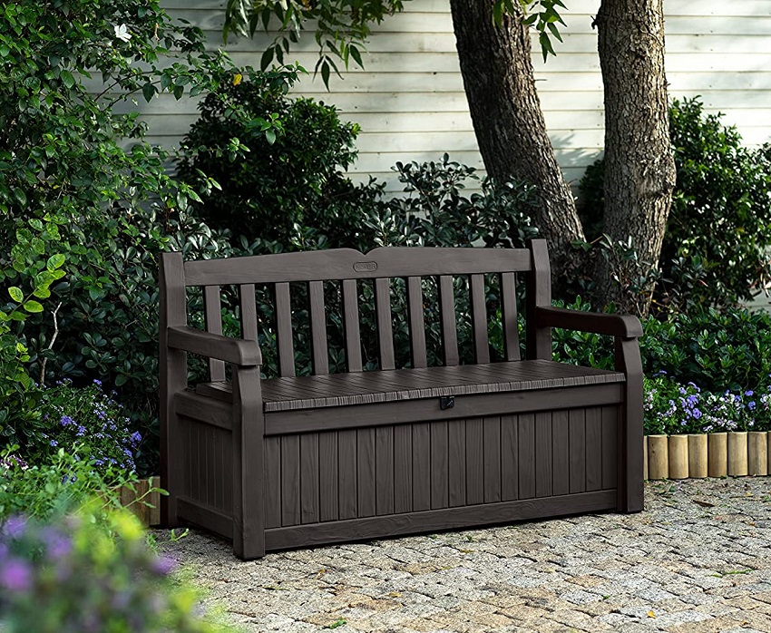 Dark brown storage bench