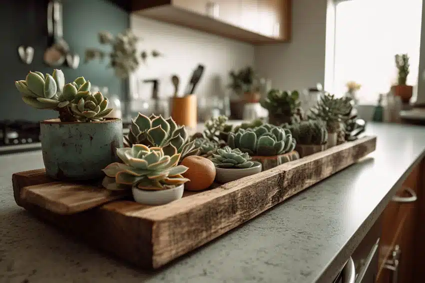 Succulents on distressed tray