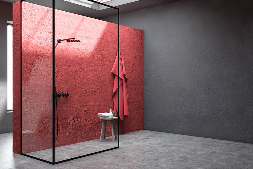 Modern style bathroom color plaster coated shower 