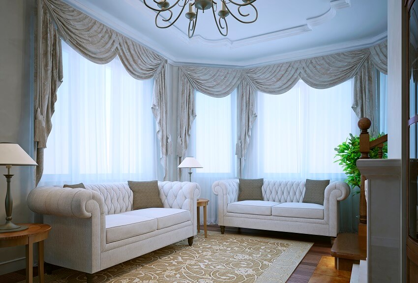 Modern lounge room with classic furniture