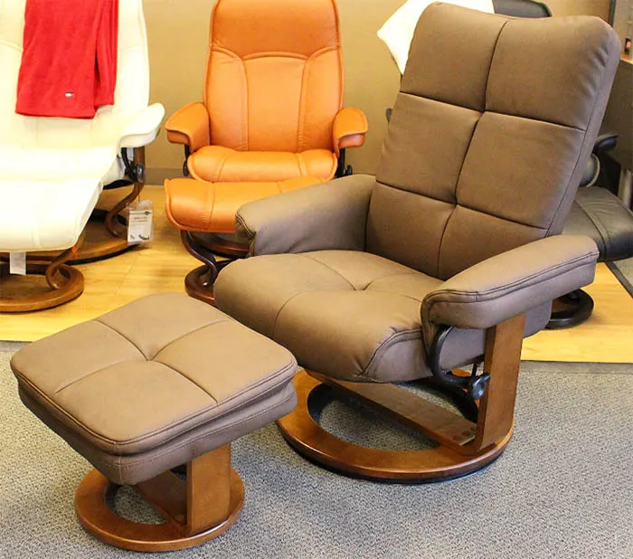Nubuck leather recliner chair with ottoman foot rest