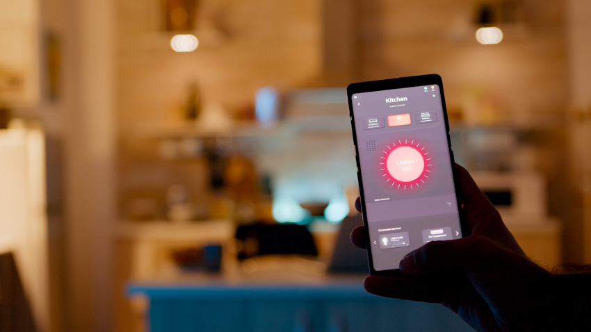 Smart system for lighting fixtures on smartphone