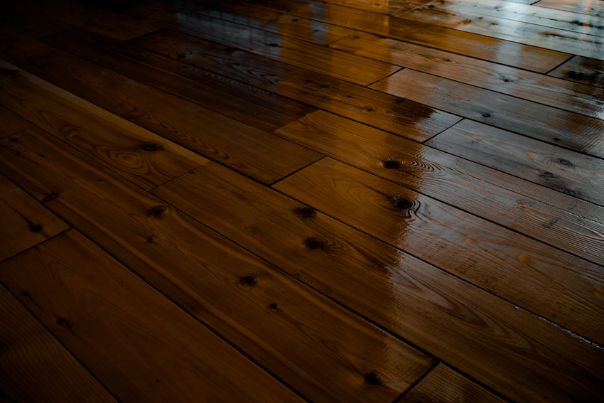 Stained natural wood planks