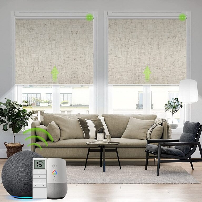 Floor To Ceiling Window Treatments   Yoolax Motorized Blinds Shades For Windows With Remote Control 768x768 