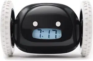 Alarm clock on wheels