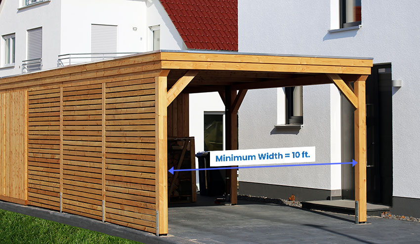 Minimum width for outdoor garage